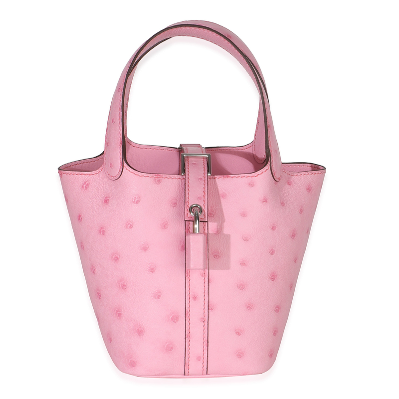 Bubblegum Pink Ostrich Micro Picotin Lock 14 PHW