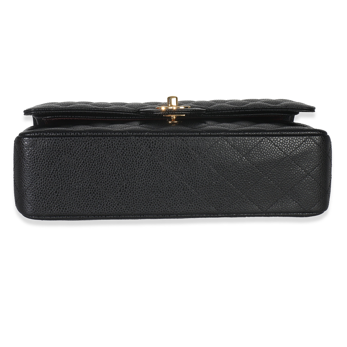 Black Quilted Caviar Medium Classic Double Flap Bag