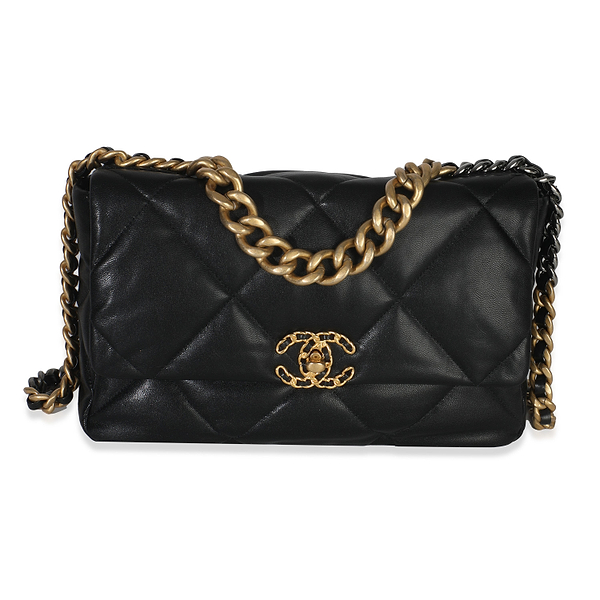 20A Black Quilted Lambskin Large Chanel 19 Flap Bag
