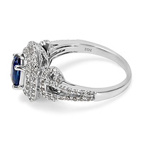 BRAND NEW Diamond & Sapphire Double Halo Fashion Ring in 14k WG (0.65 CTW)