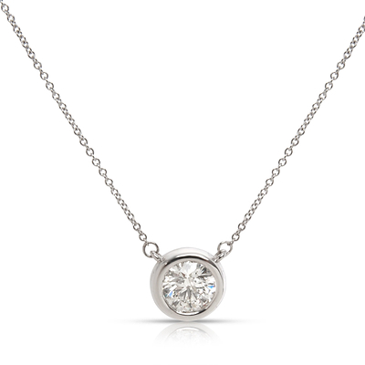 Bezel Set Solitaire Diamond Pendant in 14K White Gold (G-H I1) 1.01CT