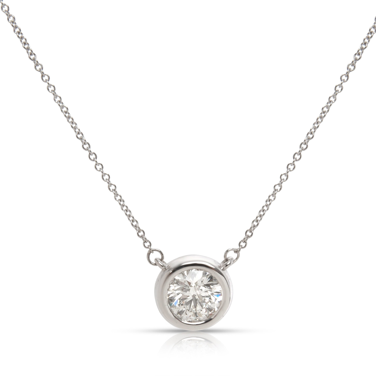 Bezel Set Solitaire Diamond Pendant in 14K White Gold (G-H I1) 1.01CT