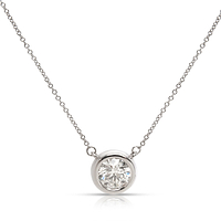 Bezel Set Solitaire Diamond Pendant in 14K White Gold (G-H I1) 1.01CT