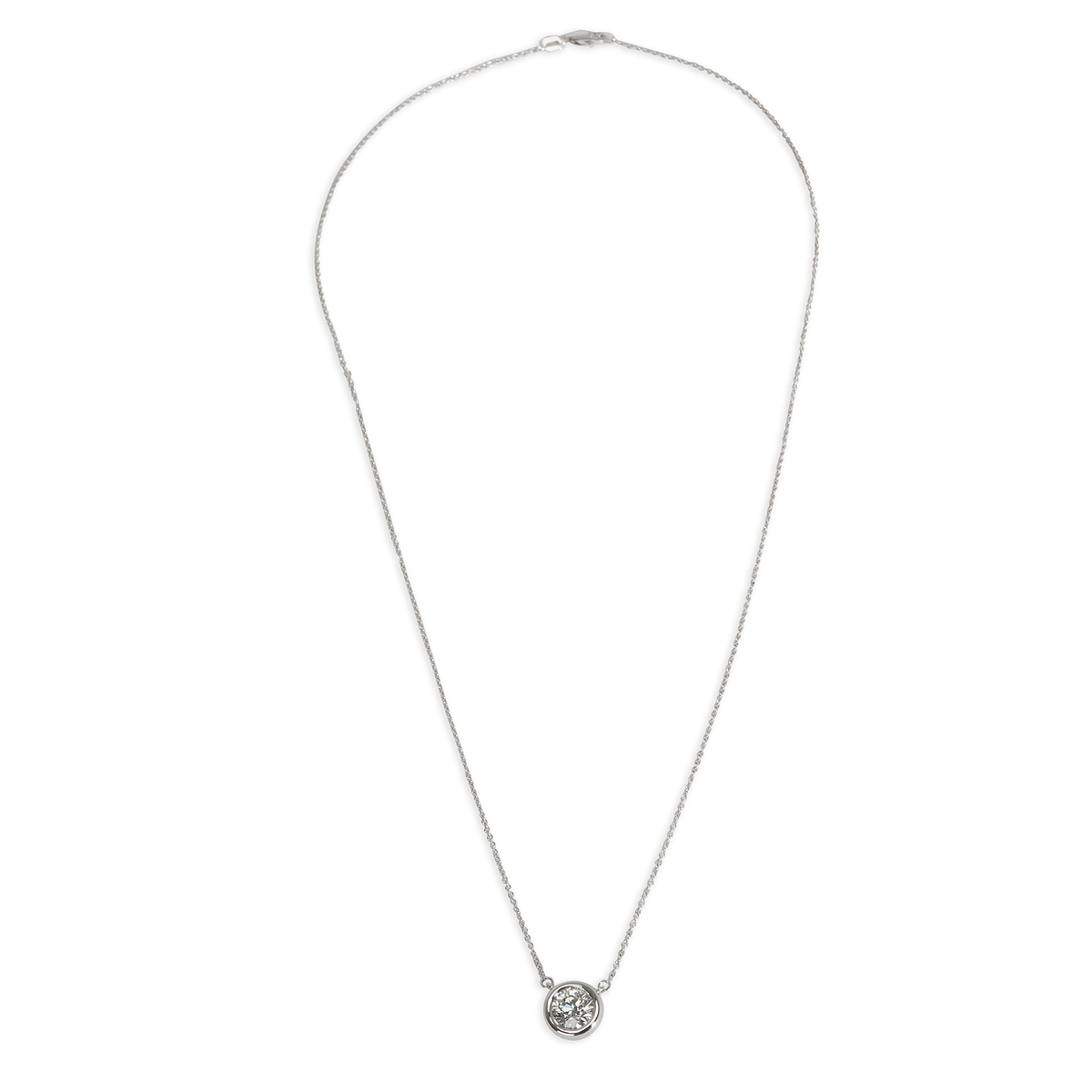 Bezel Set Solitaire Diamond Pendant in 14K White Gold (G-H I1) 1.01CT