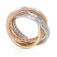 Cartier Diamond Trinity Ring in 18K Yellow, White & Rose Gold (Size 51)