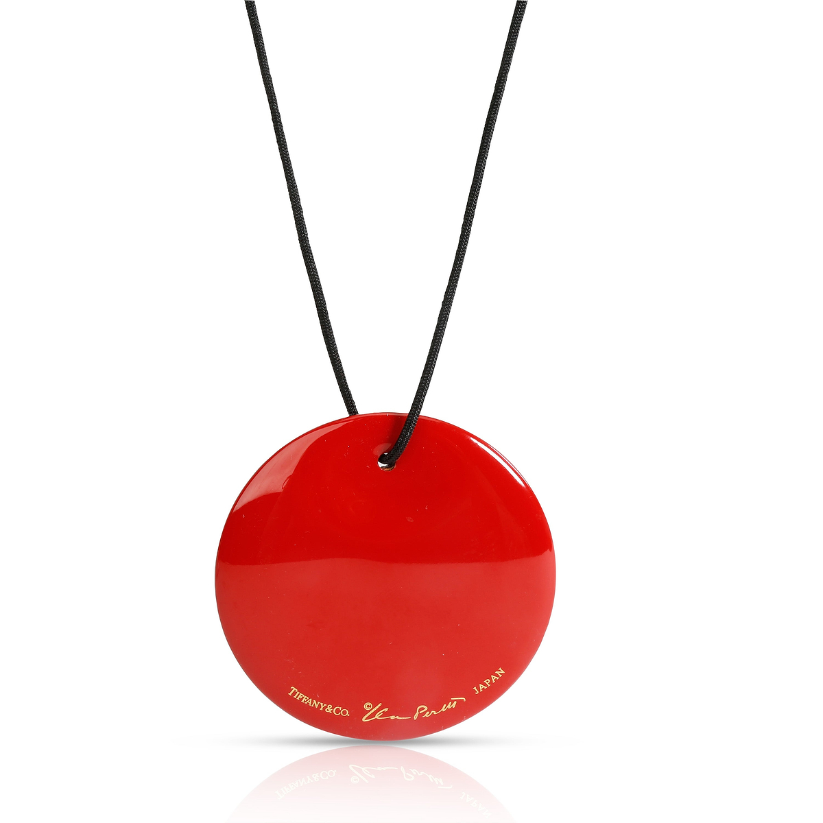 Tiffany & Co. Elsa Peretti Round pendant in red lacquer over Japanese hardwood