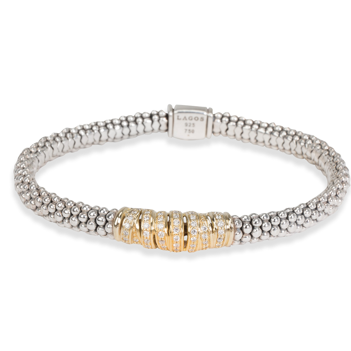 Lagos Diamond Wrap Bangle in 18K Yellow Gold/Sterling Silver 0.29 CTW