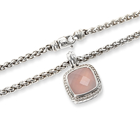 David Yurman Albion Chalcedony & Diamond Necklace in Sterling Silver