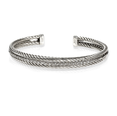 David Yurman Diamond Bracelet in 14K White Gold/Sterling Silver 0.33 CTW