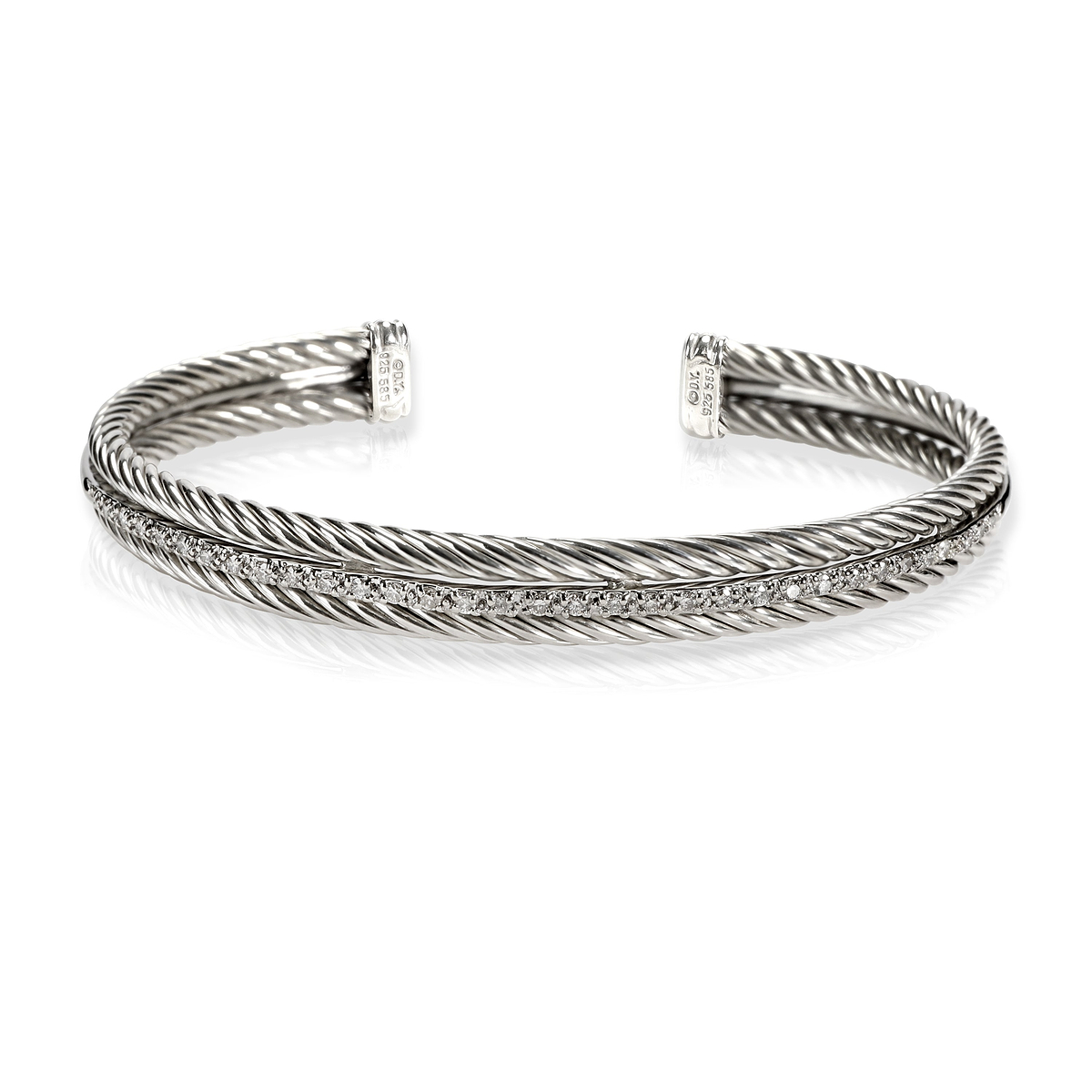 David Yurman Diamond Bracelet in 14K White Gold/Sterling Silver 0.33 CTW
