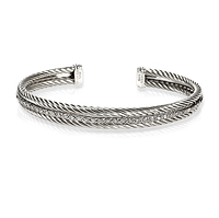 David Yurman Diamond Bracelet in 14K White Gold/Sterling Silver 0.33 CTW