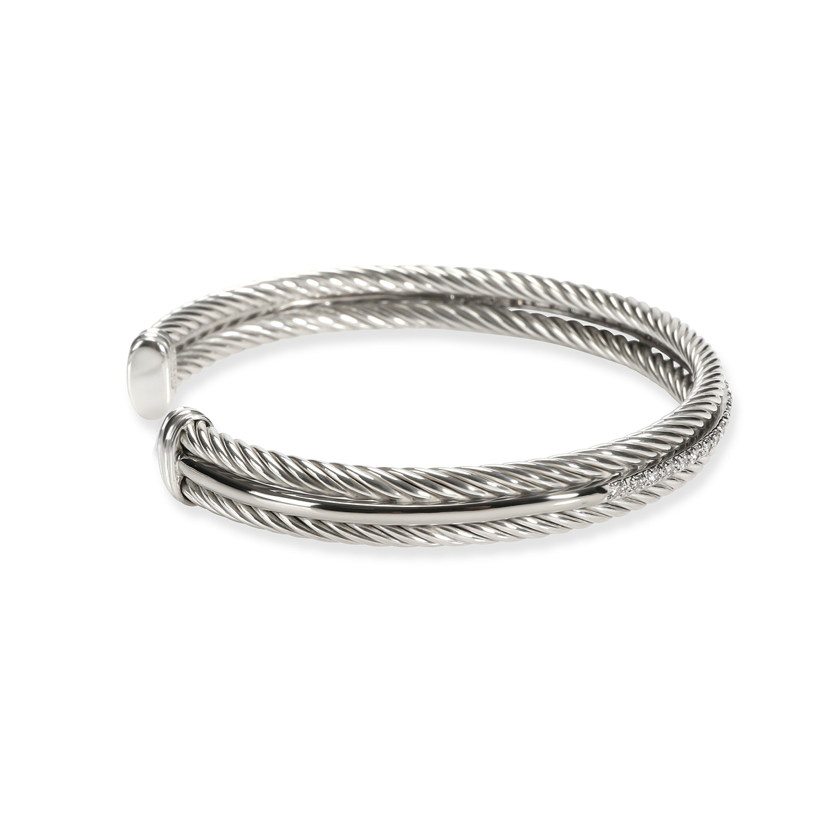 David Yurman Diamond Bracelet in 14K White Gold/Sterling Silver 0.33 CTW