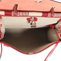 Hermès Rouge Piment Vache Hunter & Ecru Canvas Vibration Herbag 31 PHW