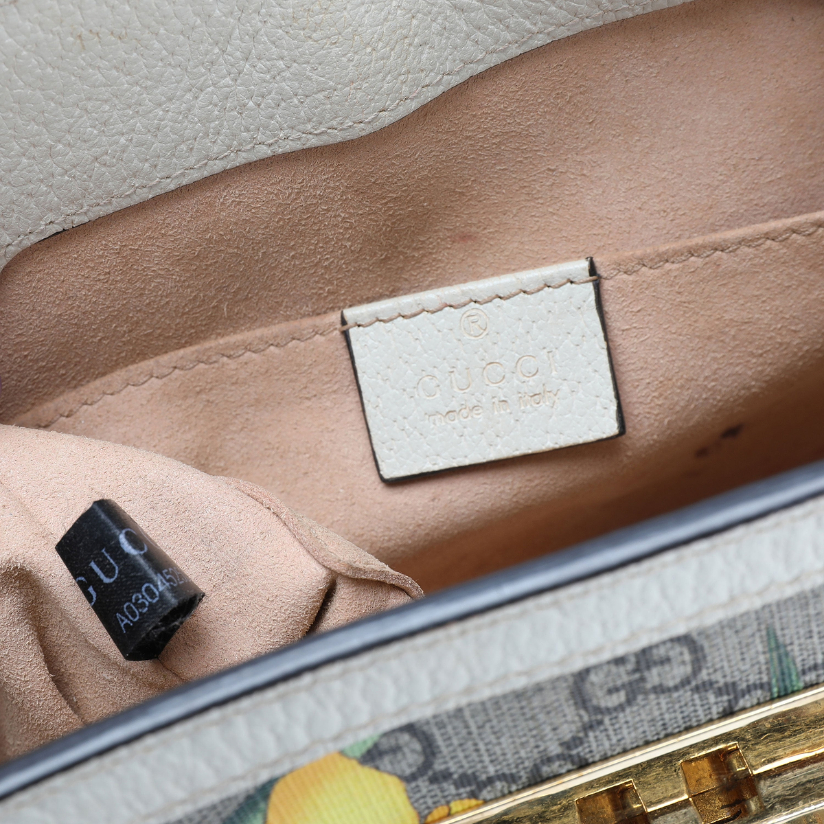 Gucci Flora GG Supreme & White Leather Small Padlock Shoulder Bag