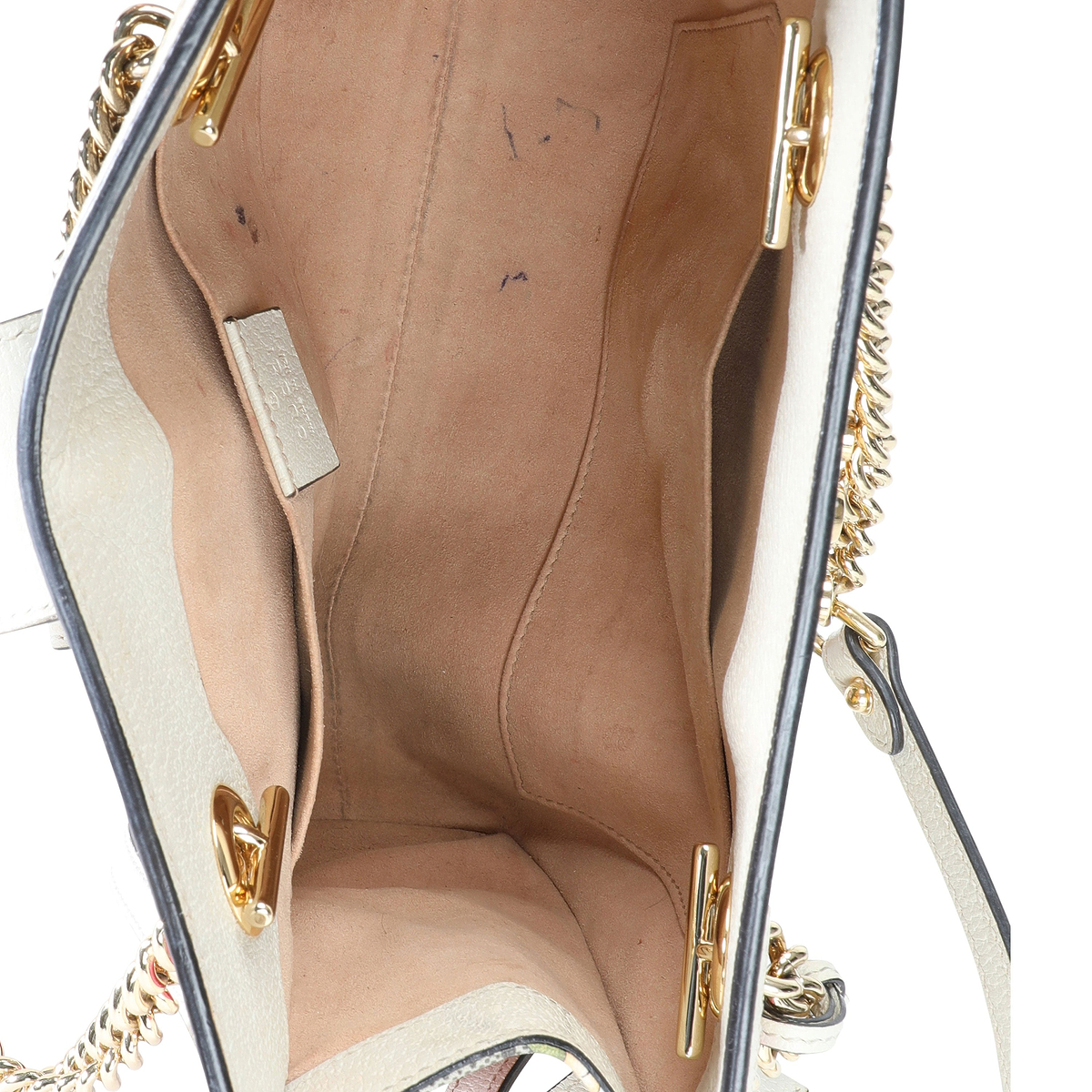 Gucci Flora GG Supreme & White Leather Small Padlock Shoulder Bag