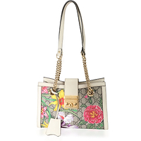 Gucci Flora GG Supreme & White Leather Small Padlock Shoulder Bag