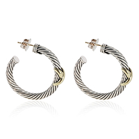 David Yurman X Hoop Earrings in 14k Yellow Gold/Sterling Silver
