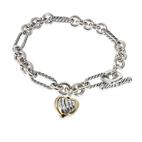 David Yurman Cable Heart Figaro Bracelet in 18k Yellow Gold/Sterling Silver