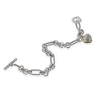 David Yurman Cable Heart Figaro Bracelet in 18k Yellow Gold/Sterling Silver