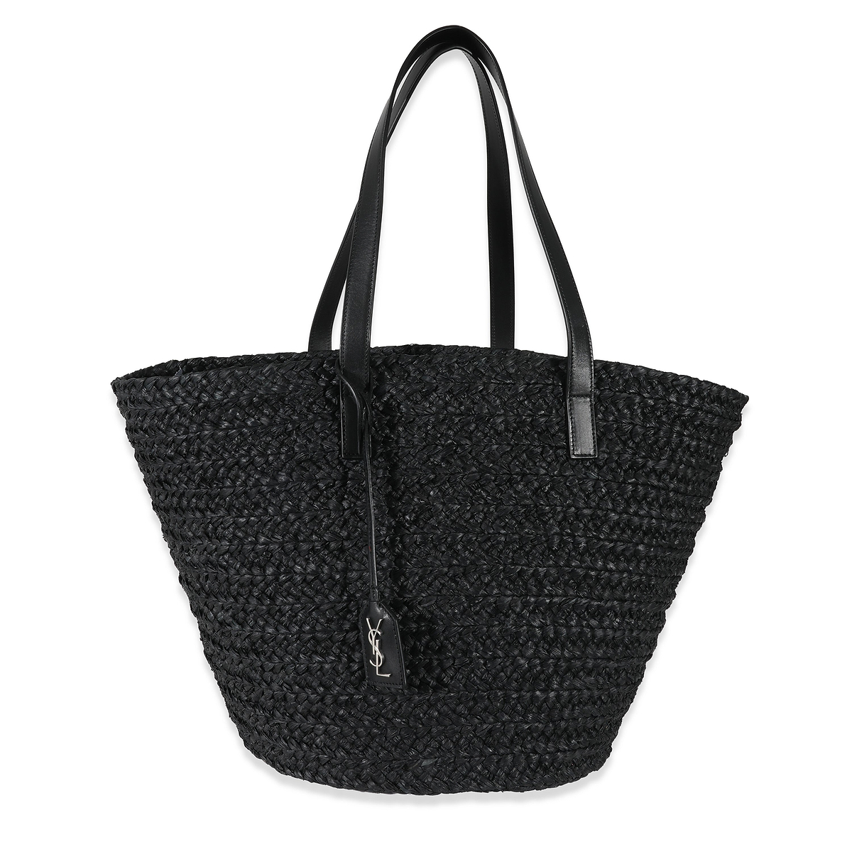 Saint Laurent Black Raffia Medium Panier Tote