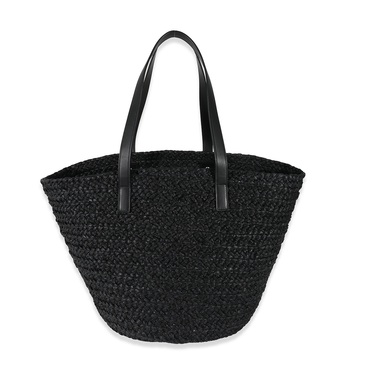 Saint Laurent Black Raffia Medium Panier Tote