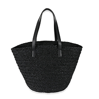 Saint Laurent Black Raffia Medium Panier Tote