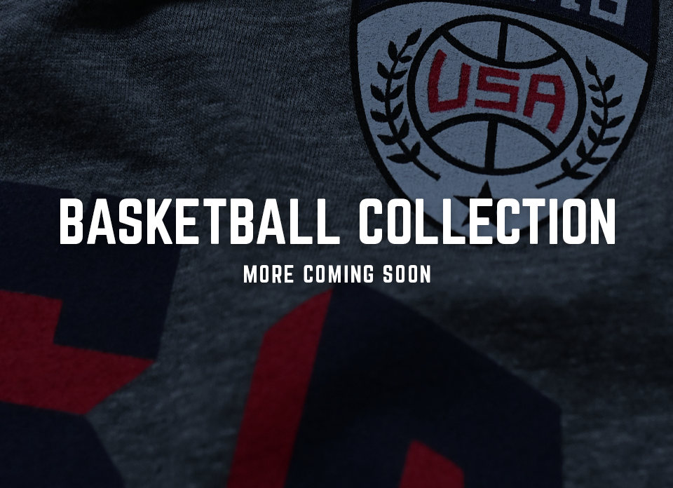 'Basketball collection advertisement with 'More coming soon' text over a USA emblem.'