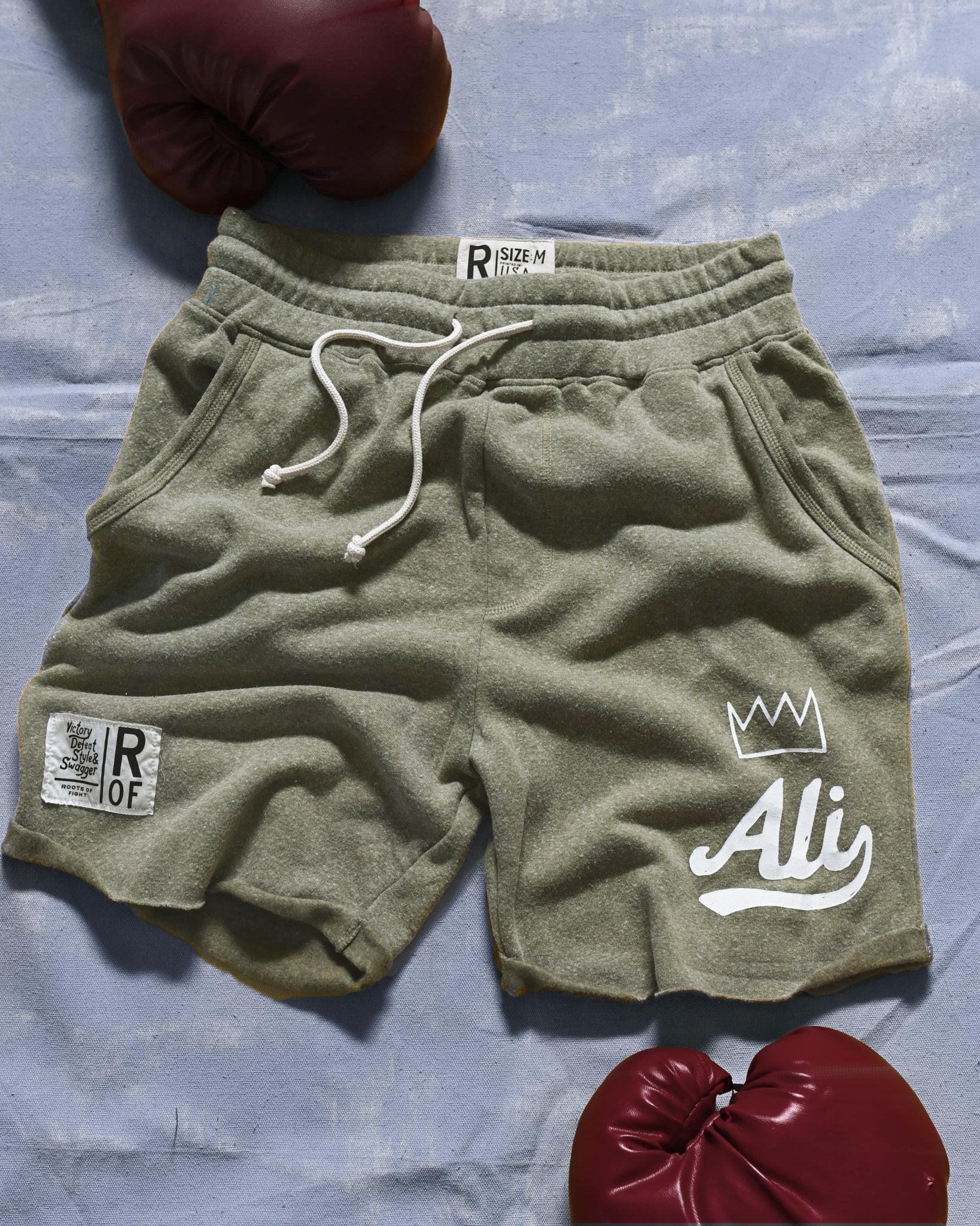 Ali Crown Olive Shorts - Roots of Fight