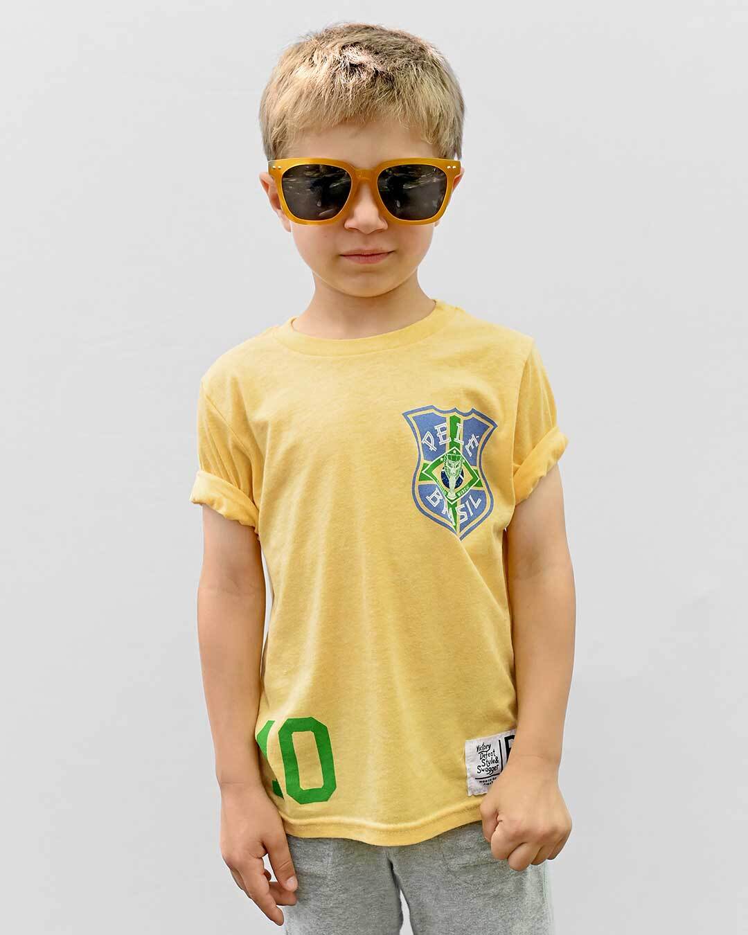 Pelé #10 Brasil Gold Kid's Tee - Roots of Fight