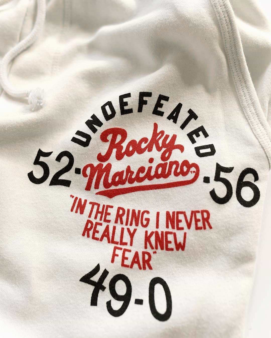 Rocky Marciano Undefeated Champ White Sweatpants - Roots of Fight