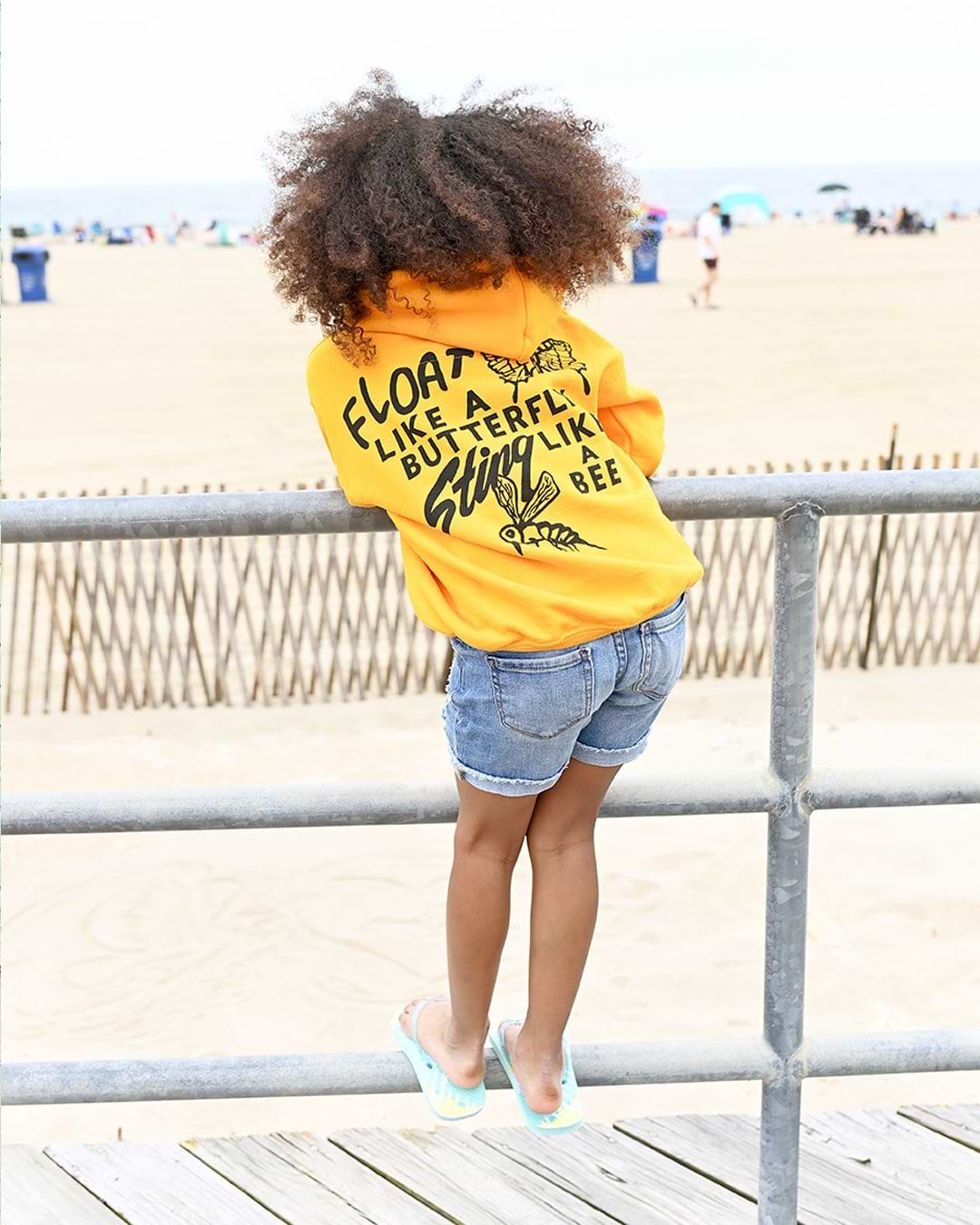 Ali Float Quote Yellow Kid's Hoody - Roots of Fight Canada
