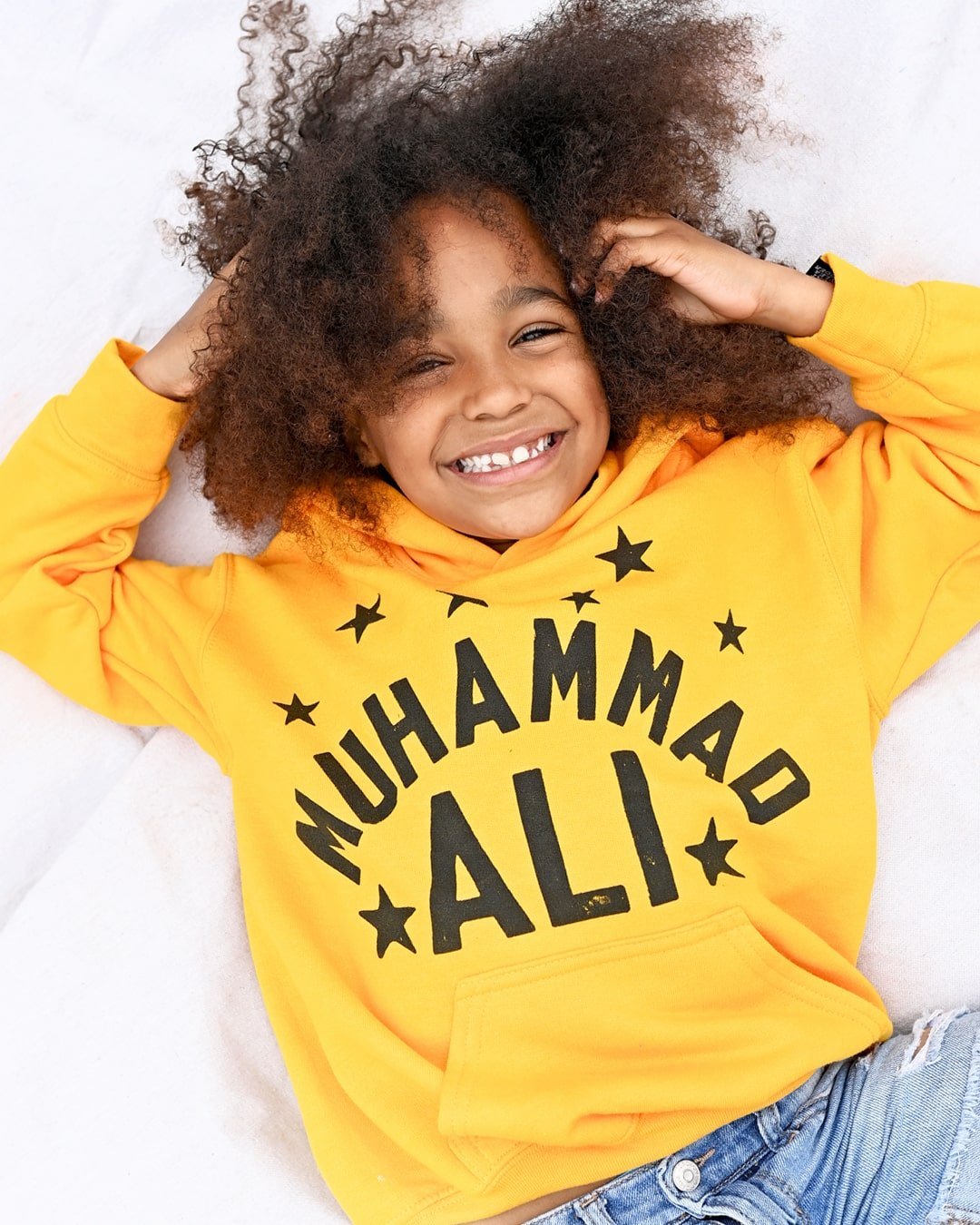 Ali Float Quote Yellow Kid's Hoody - Roots of Fight Canada