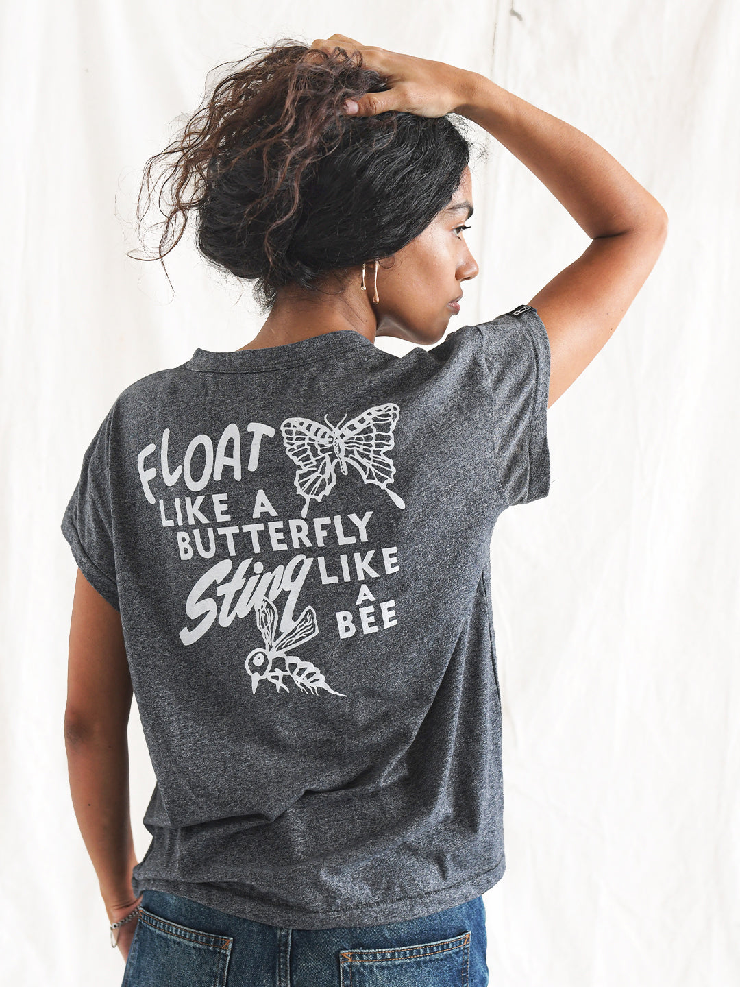 Ali Float Like A Butterfly Women's Black Tee