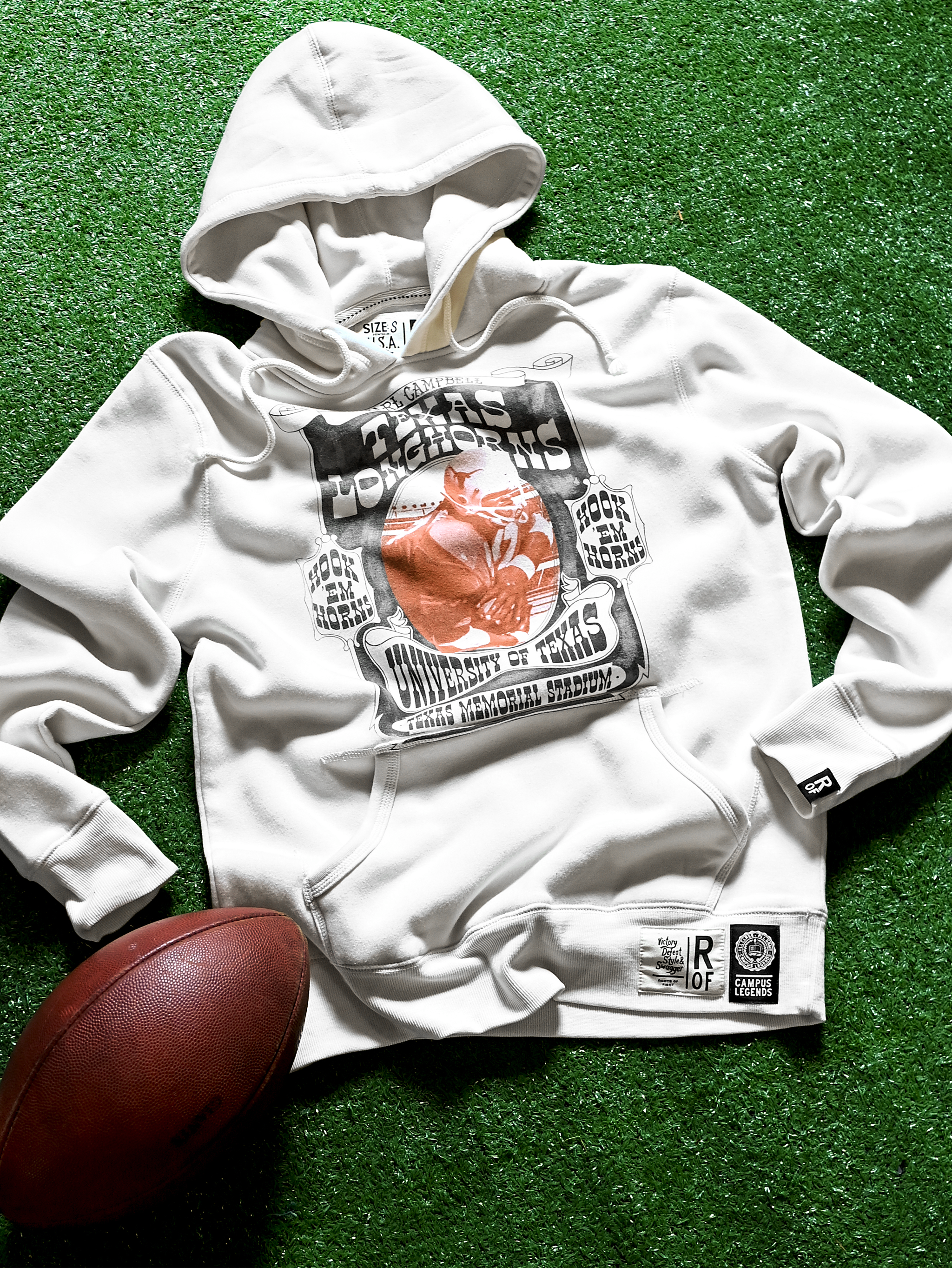 UT - Earl Campbell Texas Tornado White PO Hoody