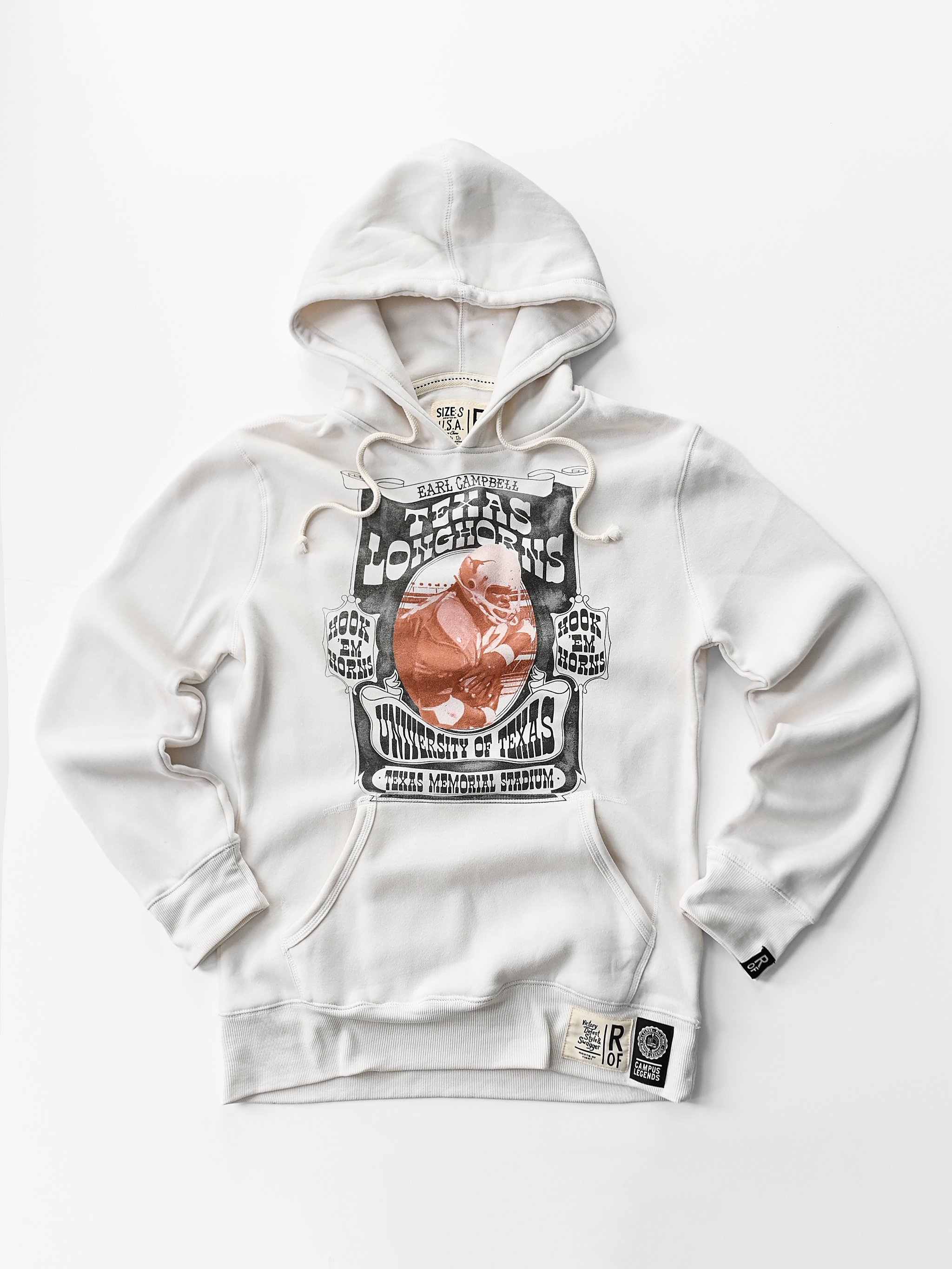 UT - Earl Campbell Texas Tornado White PO Hoody