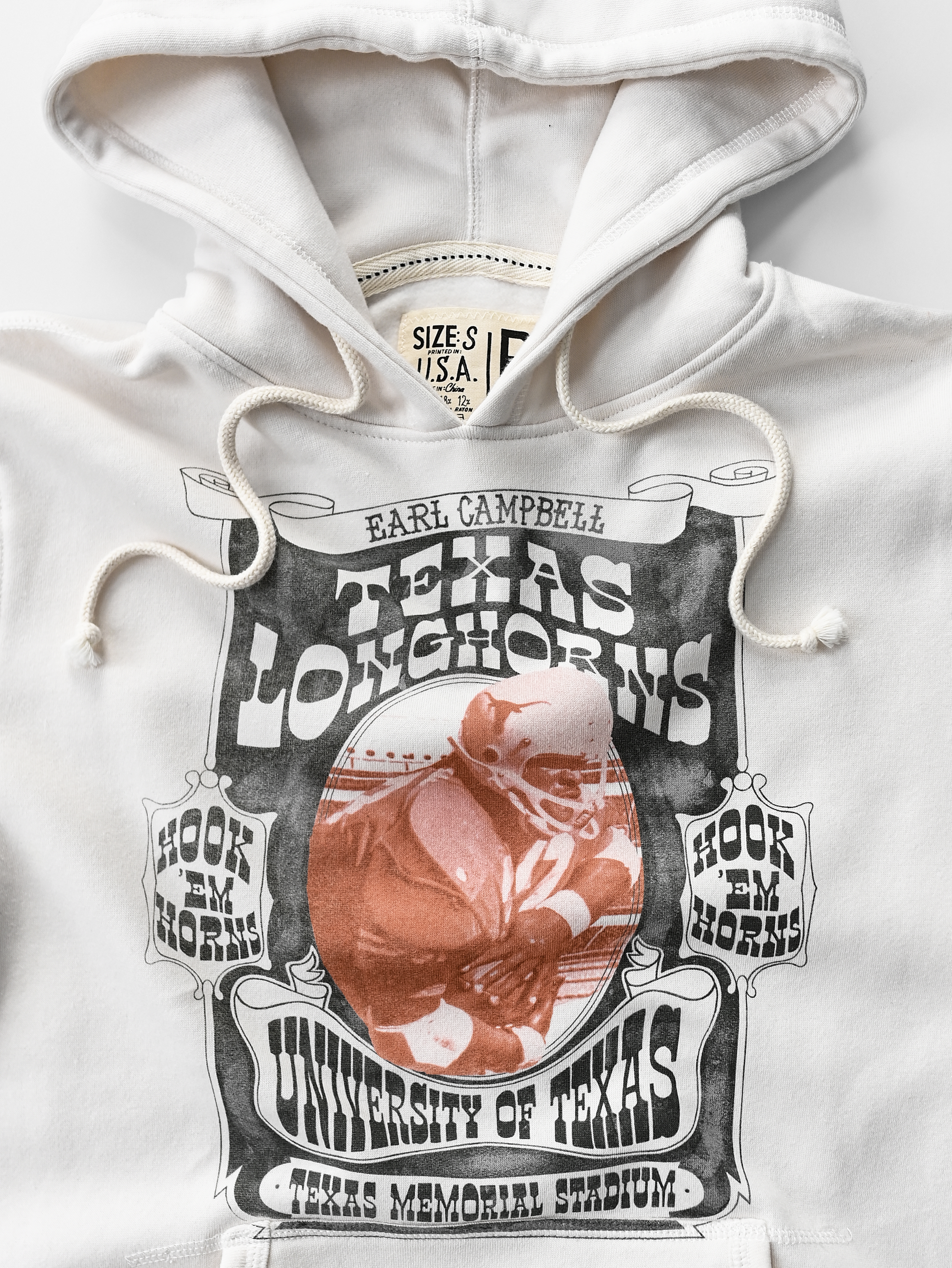 UT - Earl Campbell Texas Tornado White PO Hoody