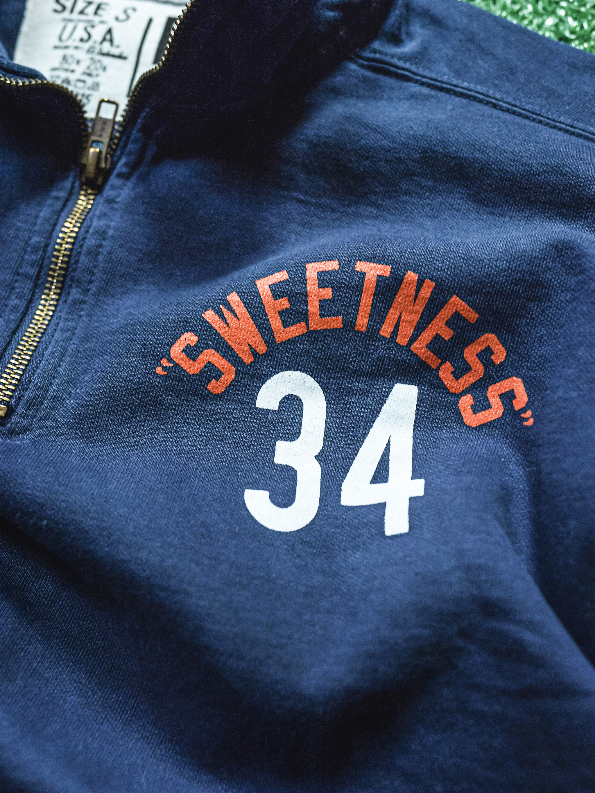Walter Payton #34 Navy Quarter-Zip Sweatshirt