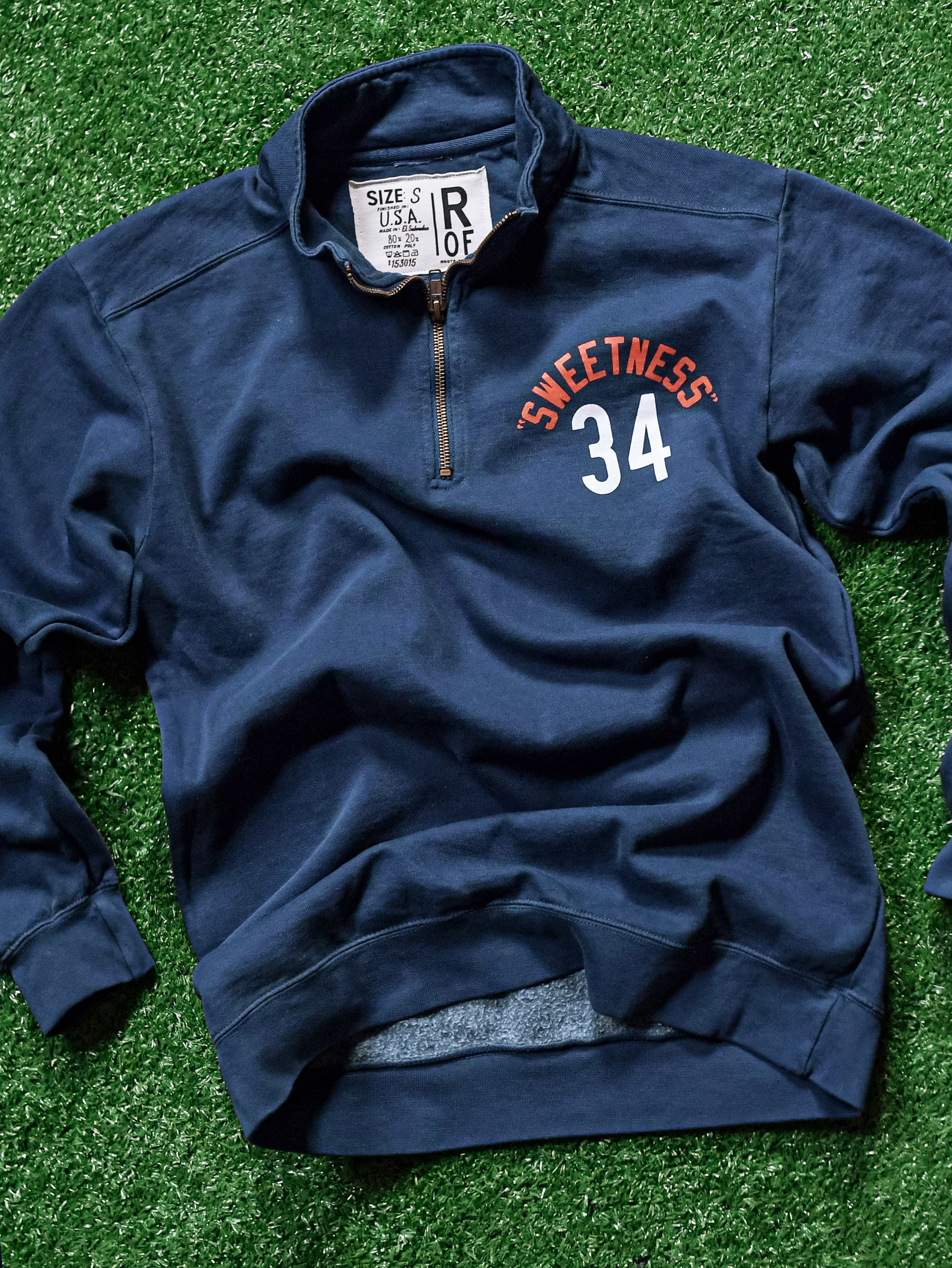 Walter Payton #34 Navy Quarter-Zip Sweatshirt