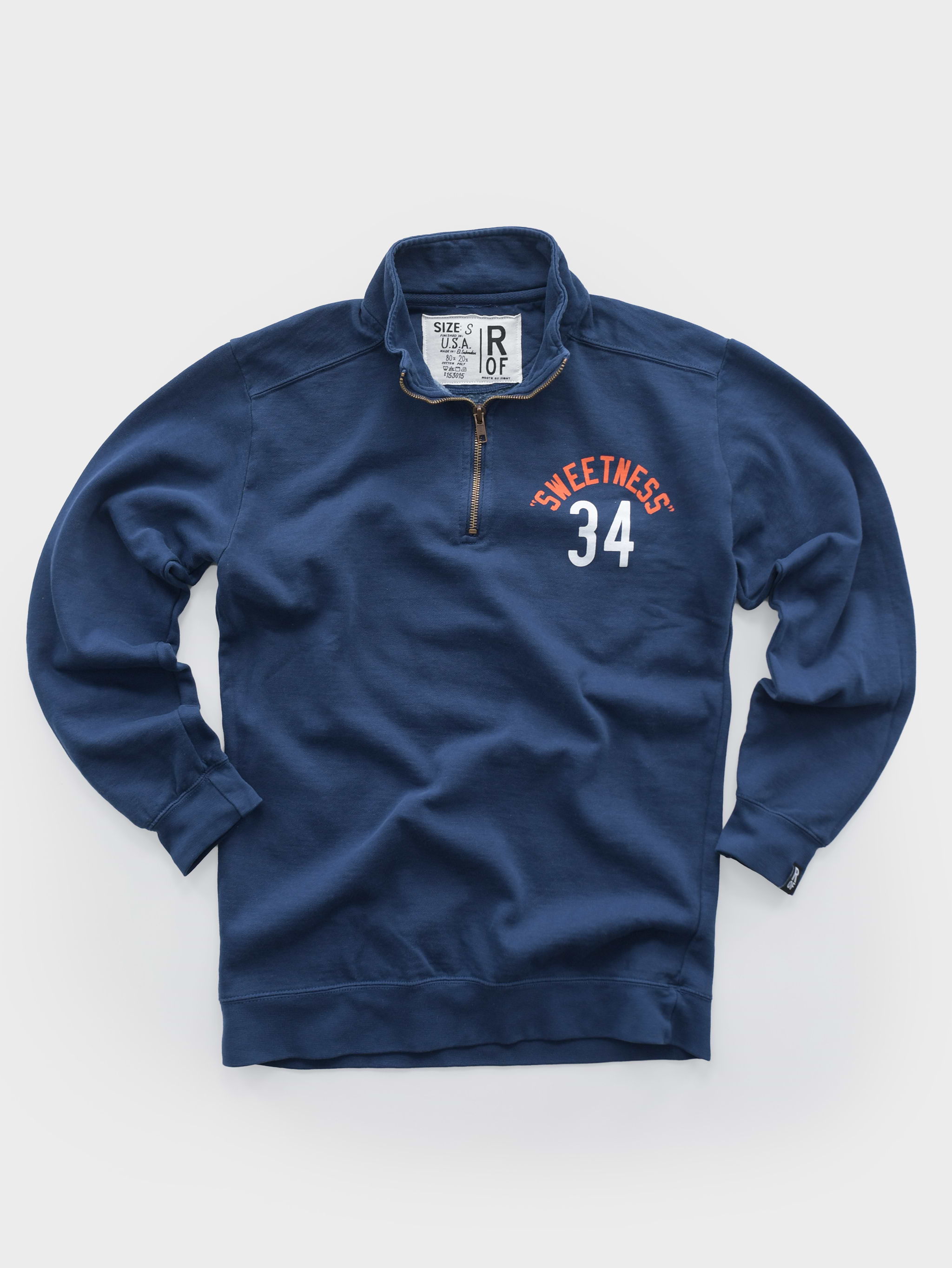 Walter Payton #34 Navy Quarter-Zip Sweatshirt