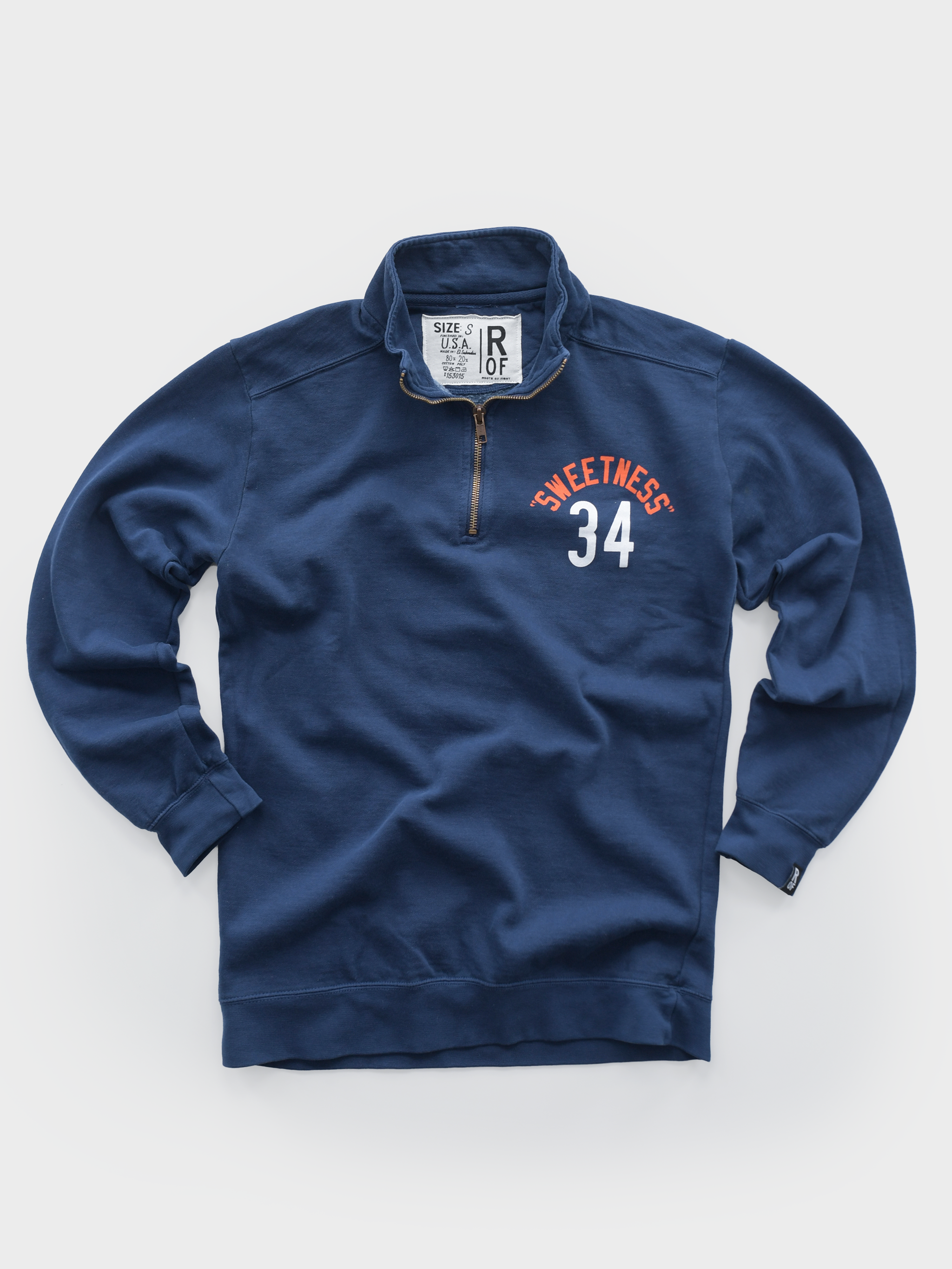 Walter Payton #34 Navy Quarter-Zip Sweatshirt