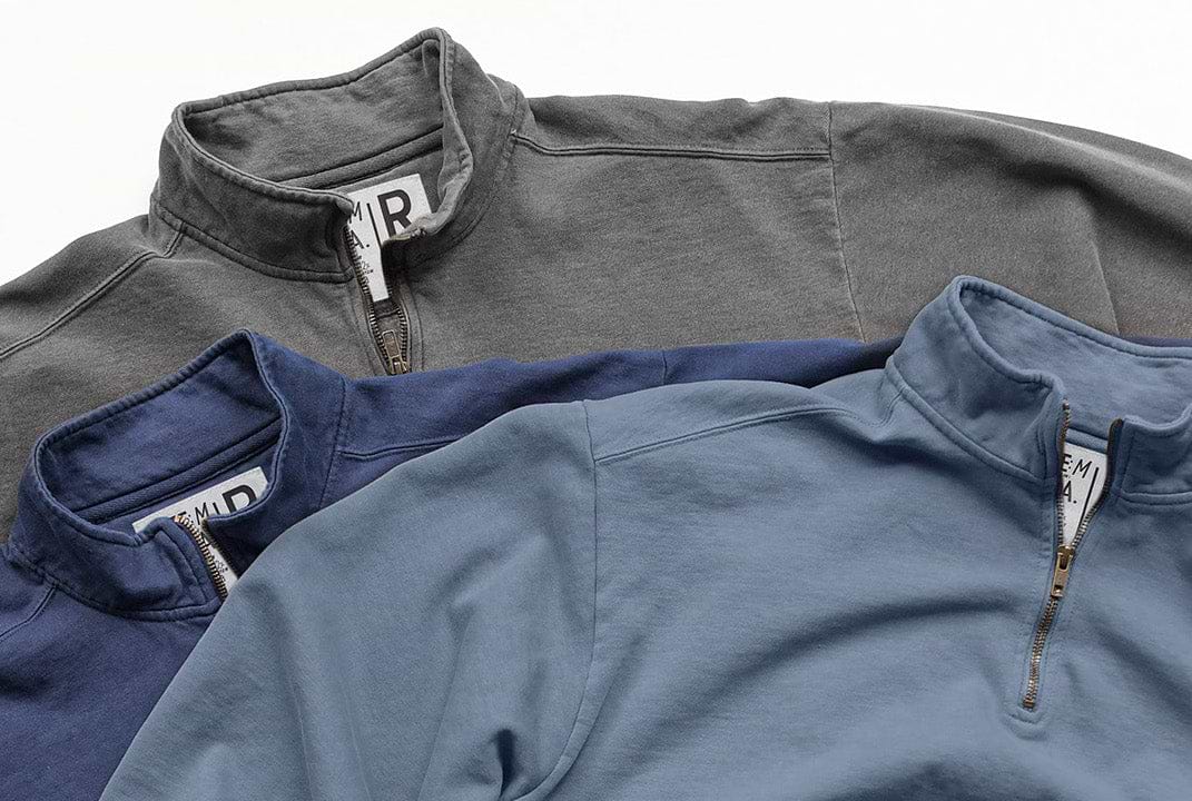Premium Midweight Quarter-Zip Vintage Denim Sweatshirt