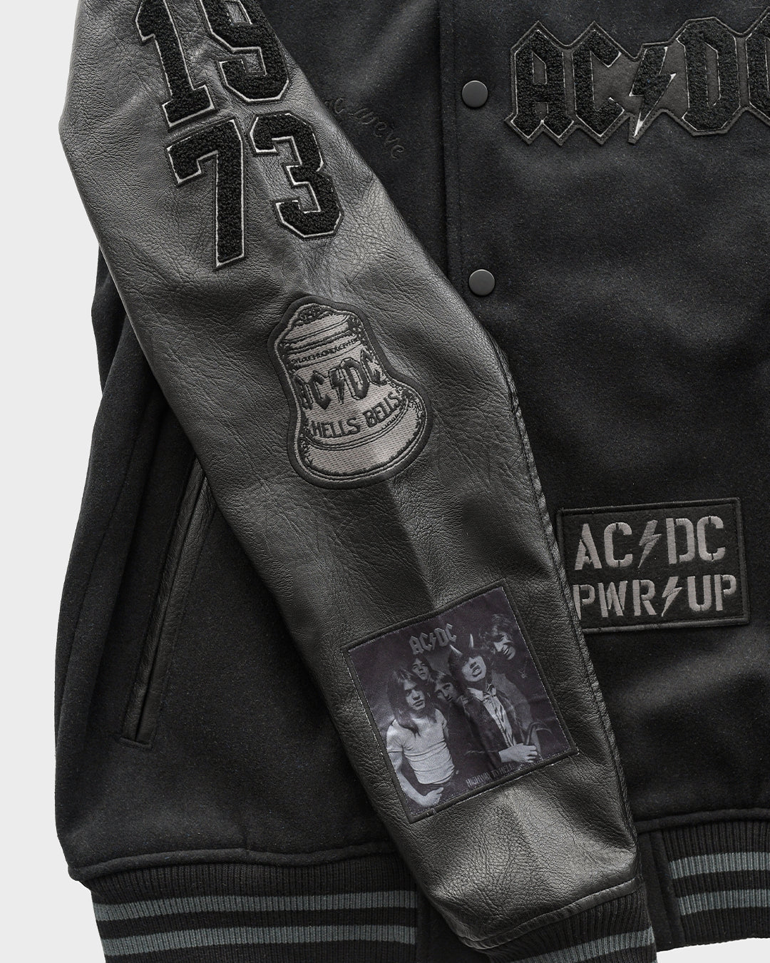 AC/DC Through The Eras Black Varsity Jacket - Roots of Fight Canada