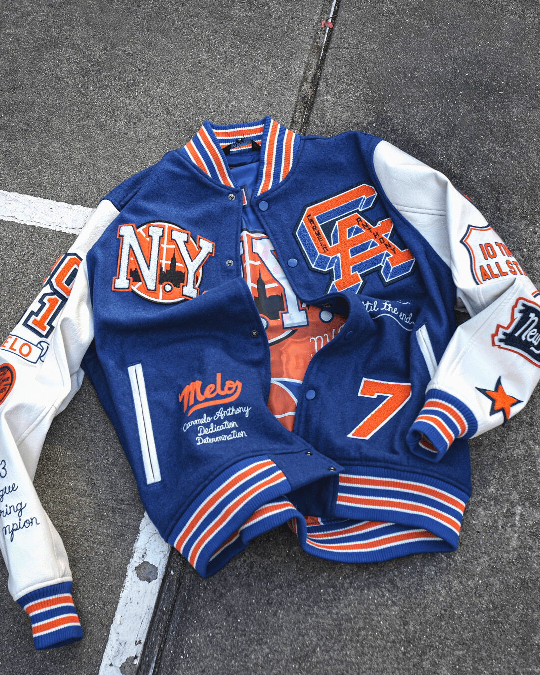 C. Anthony New York Blue Varsity Jacket - Roots of Fight Canada