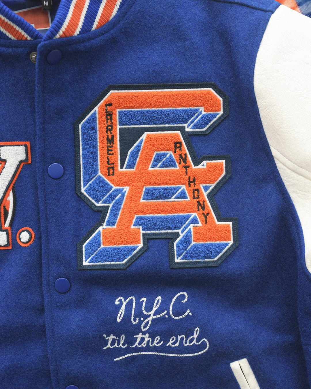 C. Anthony New York Blue Varsity Jacket - Roots of Fight Canada