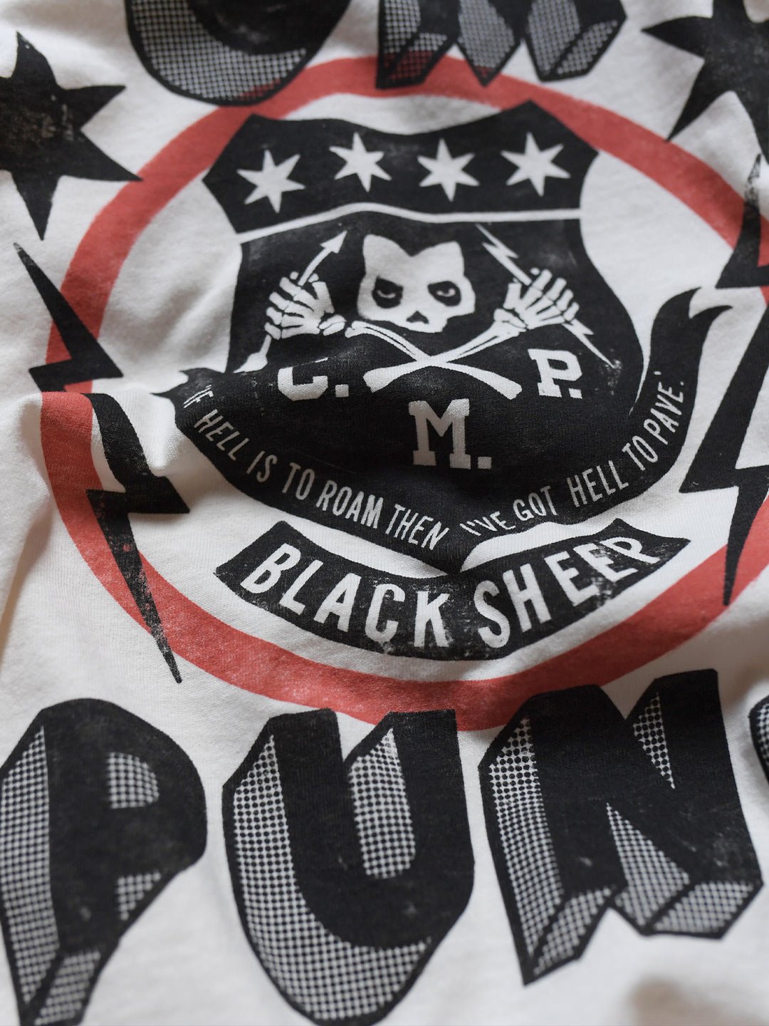 CM Punk 'Black Sheep' White Muscle Tee - Roots of Fight Canada