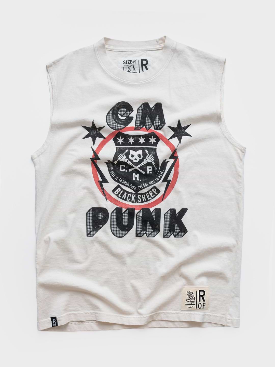 CM Punk 'Black Sheep' White Muscle Tee - Roots of Fight Canada