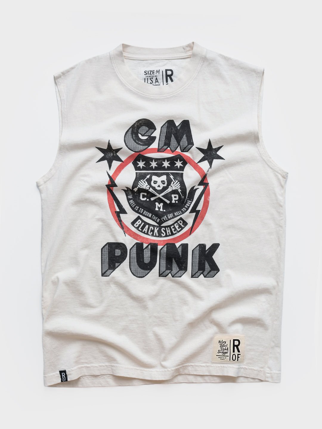 CM Punk 'Black Sheep' White Muscle Tee - Roots of Fight Canada