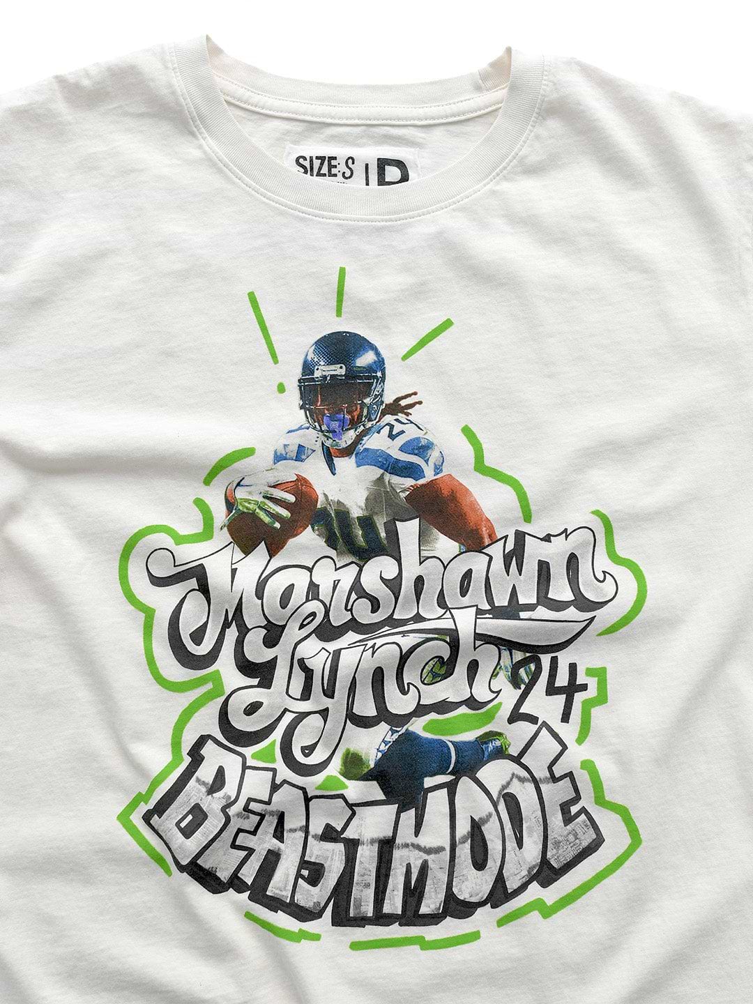 Marshawn Lynch Beastmode White Tee - Roots of Fight Canada