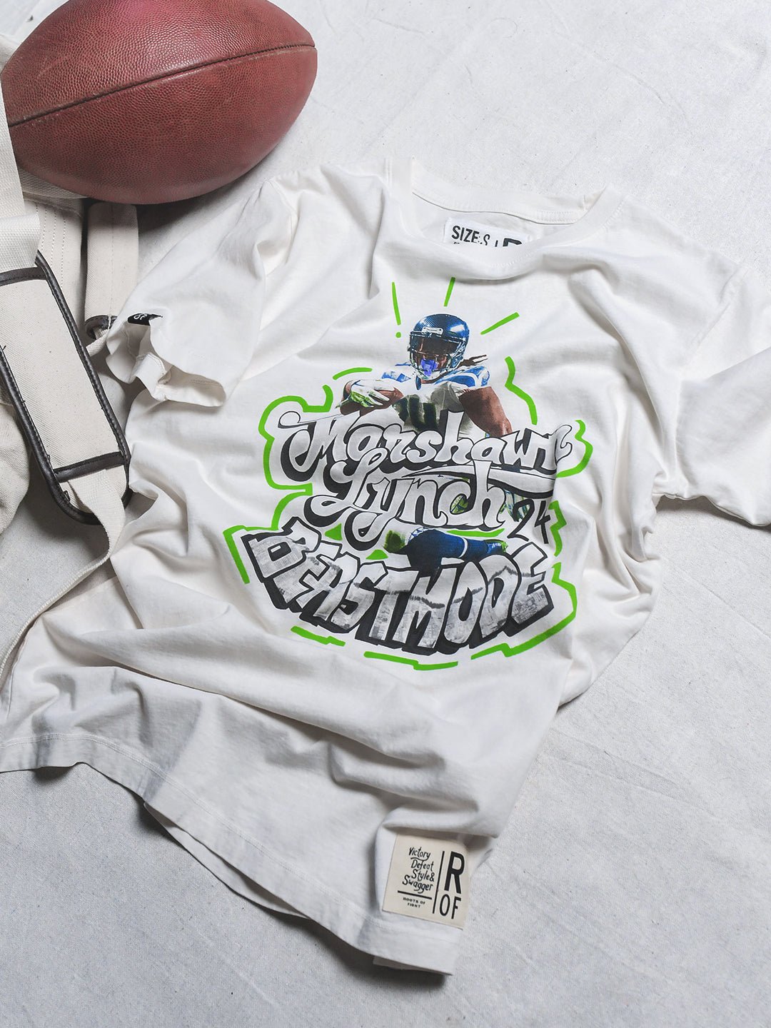 Marshawn Lynch Beastmode White Tee - Roots of Fight Canada