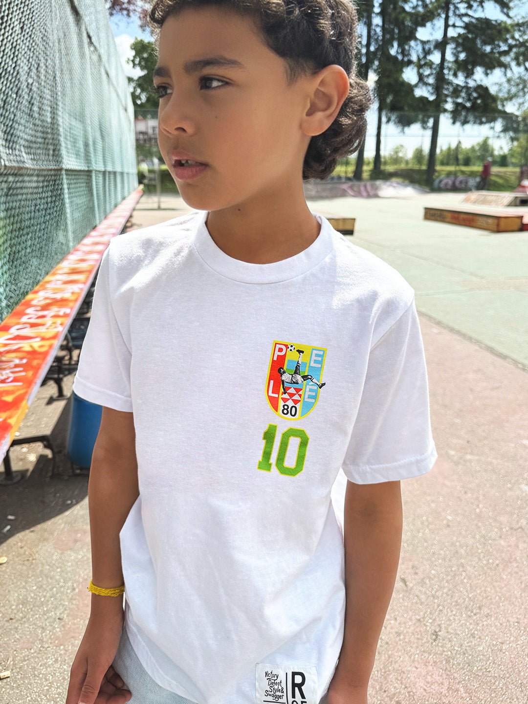 Pelé 10 Brasil White Kid's Tee - Roots of Fight Canada
